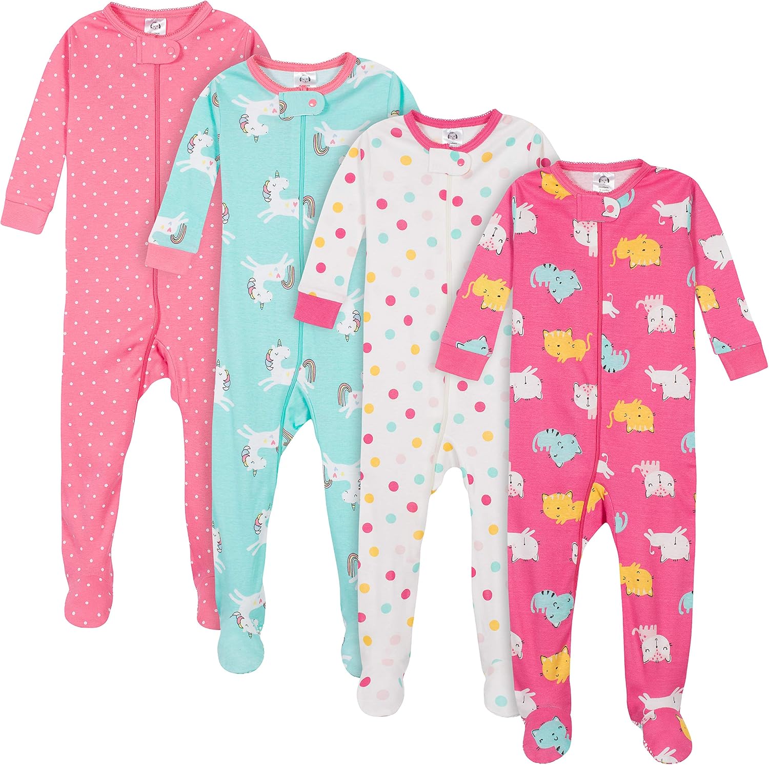 Gerber Baby Girls 4-pack Footed Pajamas