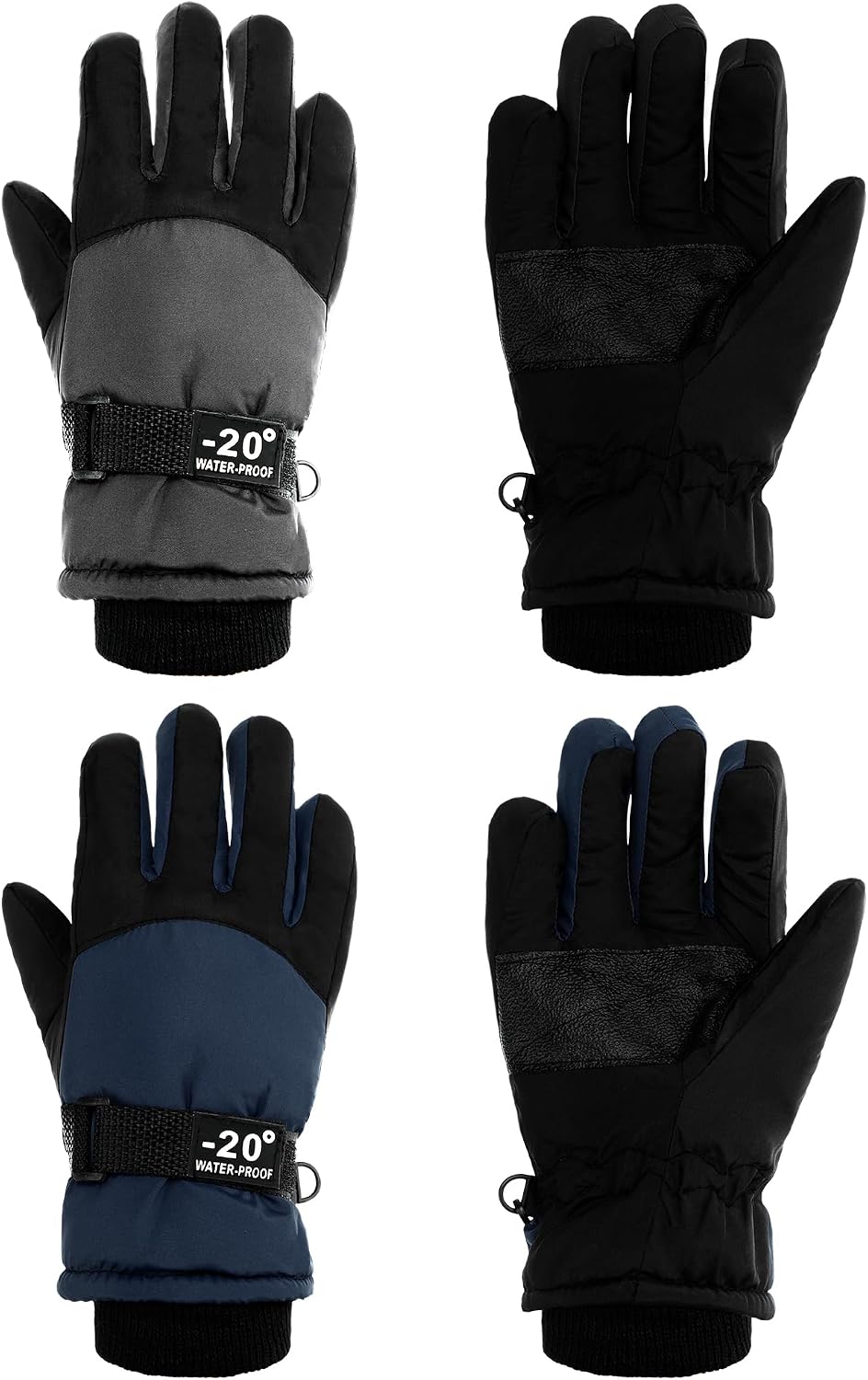 SATINIOR 2 Pairs Kids Waterproof Winter Snow Gloves Ski Gloves for Boy Girl Outdoor Warm Thickening Snowboard