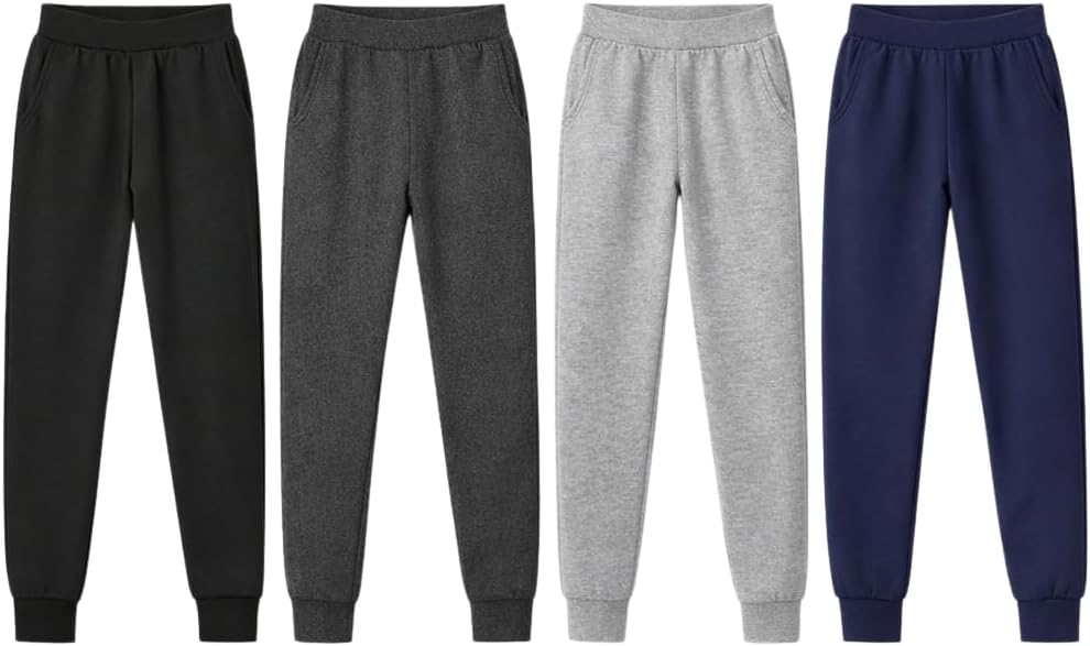 Studio 3 Boy’ Sweatpants – 4 Pack Active Fleece Jogger Pants