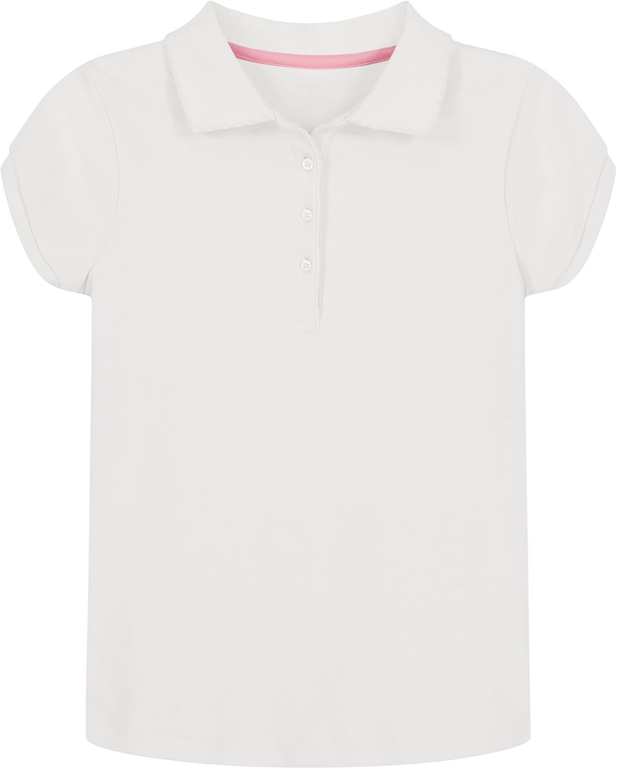 Nautica Girls’ School Uniform Short Sleeve Polo Shirt, Button Closure, Soft Pique Fabric