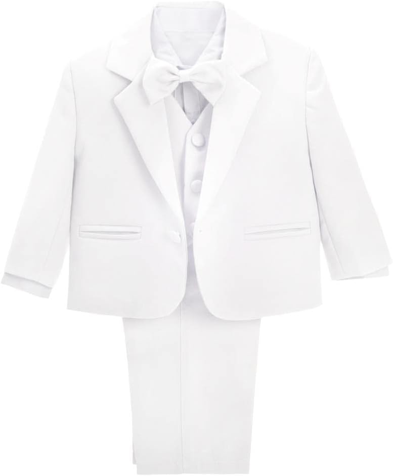 Dressy Daisy Baby Toddler Boy 5 Pcs Set Formal Tuxedo Suits No Tail Wedding Christening Baptism Outfits