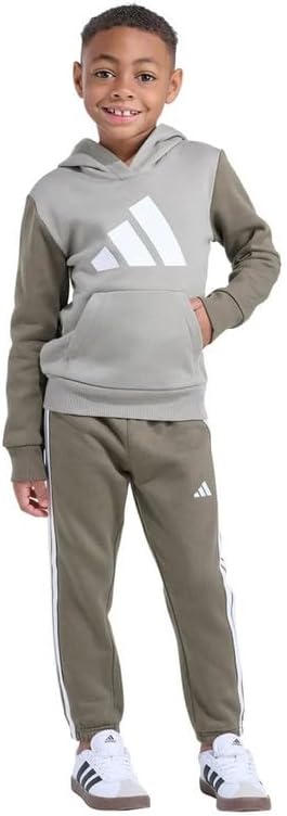 Adidas Youth Kids’ 2-Piece Tracksuit Outfit Set – Fleece Hoodie & Jogger Sweatpants, Midweight Activewear Outfit
