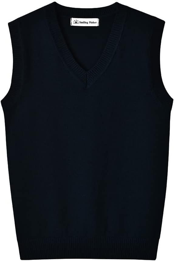 SMINLING Pinker Boys Girls School Uniform Sweater Vest V-Neck Soft Cotton Pullover