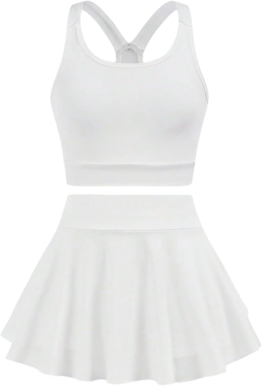 BEAUDRM Girl’s 2 Piece Workout Outfits Yoga Crop Tank Top and Skort Athletic Sets Dance Outfits