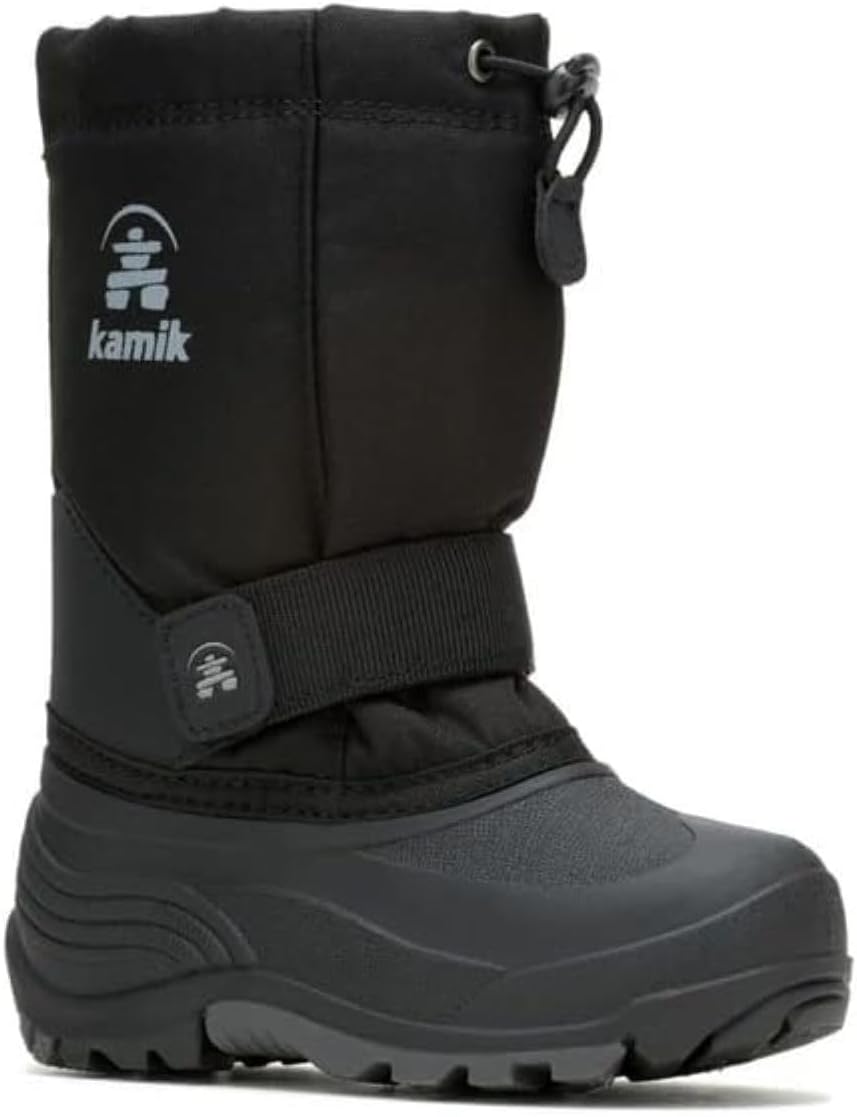Kamik Rocket Insulated Snow Boot – Waterproof Nylon Upper for Kids Winter Boots – Removable Insulated Liner & Boys Shoes – Easy-Grab Lock Lace & Secure Mid-Foot Strap