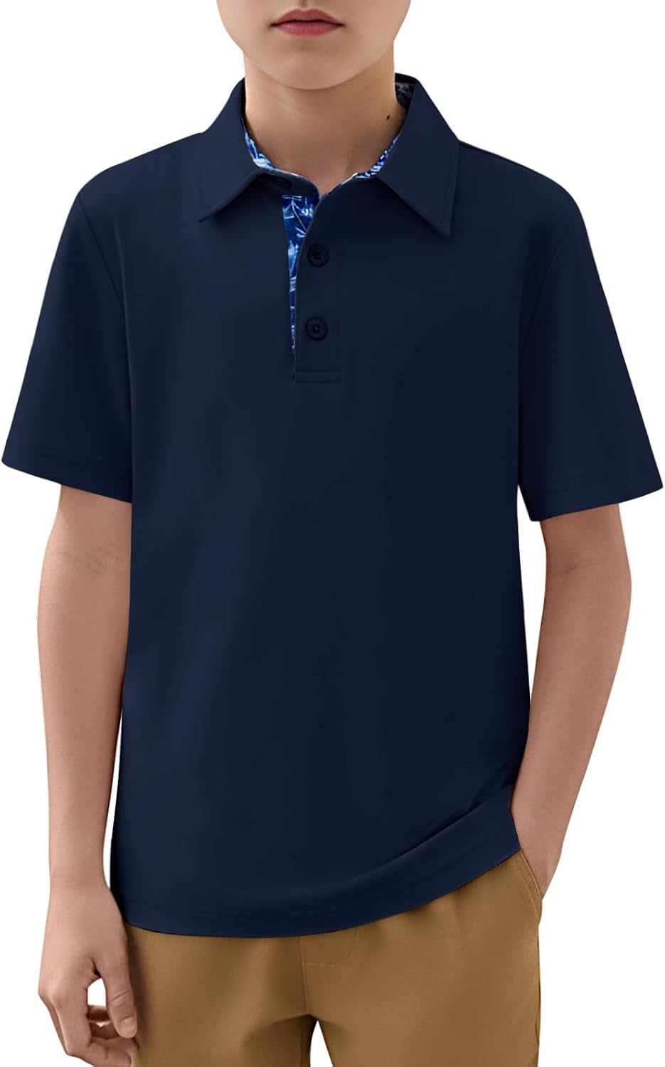 Haloumoning Boys Short Sleeve Polo Shirts Kids Athletic Performance Golf Polo School Uniform Collared Shirt 5-14Y
