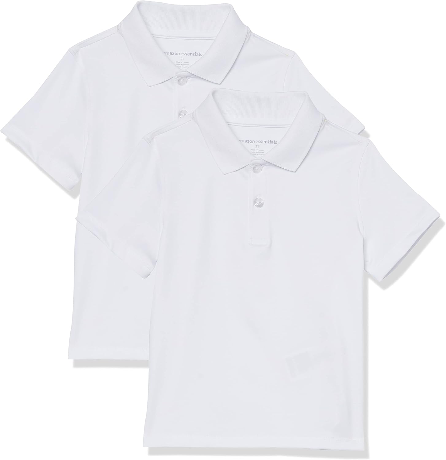 Amazon Essentials Boys and Toddlers’ Short-Sleeve Active Performance Polo Shirts for School Uniform, Pack of 2