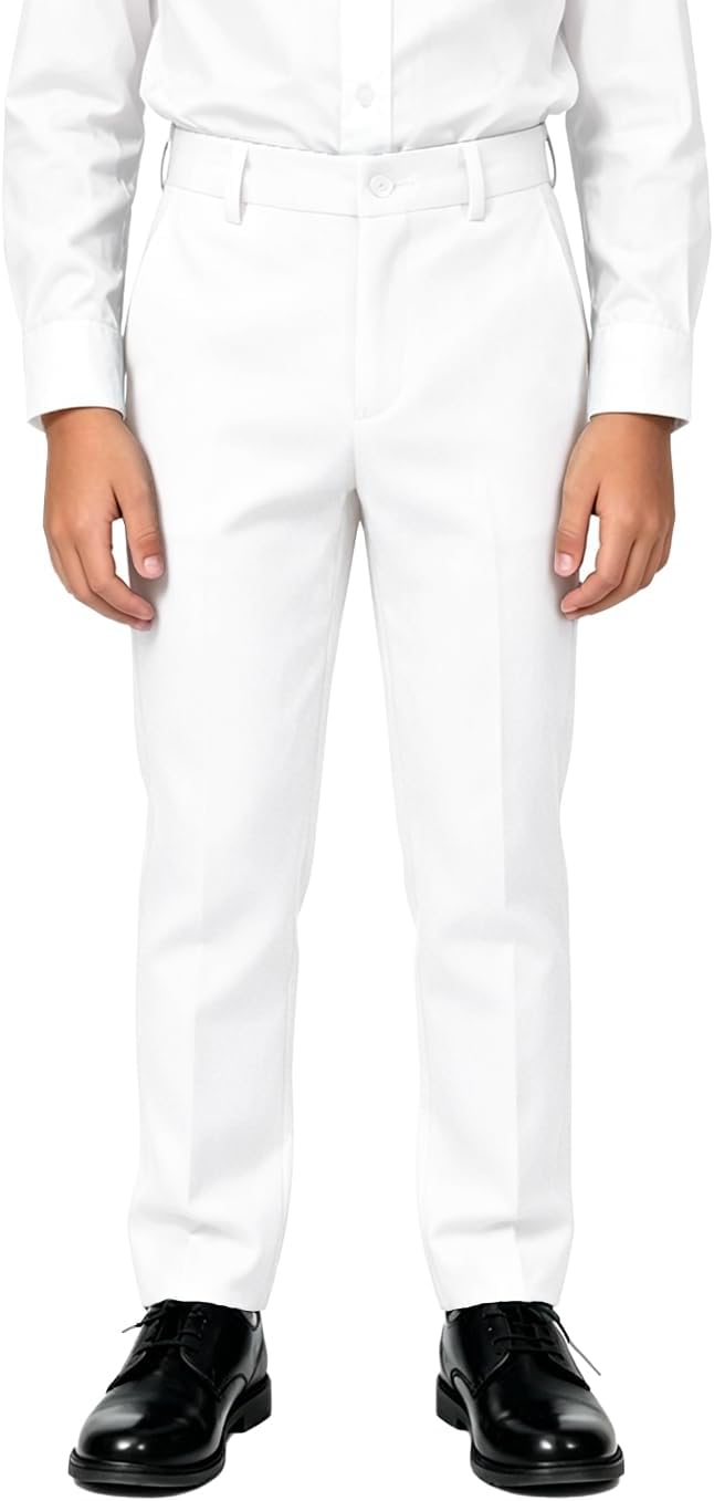 Boys’ Flat Front Dress Pants Adjustable Waist School Uniforms Pants