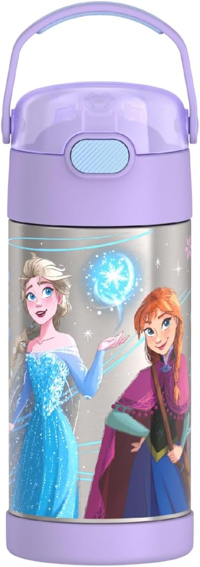THERMOS FUNTAINER Water Bottle with Straw – 12 Ounce – Kids Stainless Steel Vacuum Insulated Water Bottle with Lid, Frozen 2