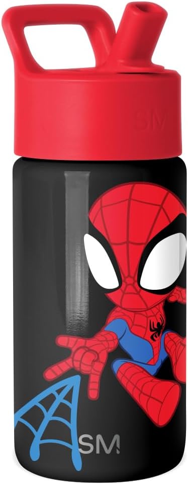 Simple Modern Marvel Spider Man Kids Water Bottle with Straw Lid | 14oz Insulated Stainless Steel Kids Tumbler & Spill Proof Toddler Cup for School, Girls, Boys | Summit | Spidey Kid