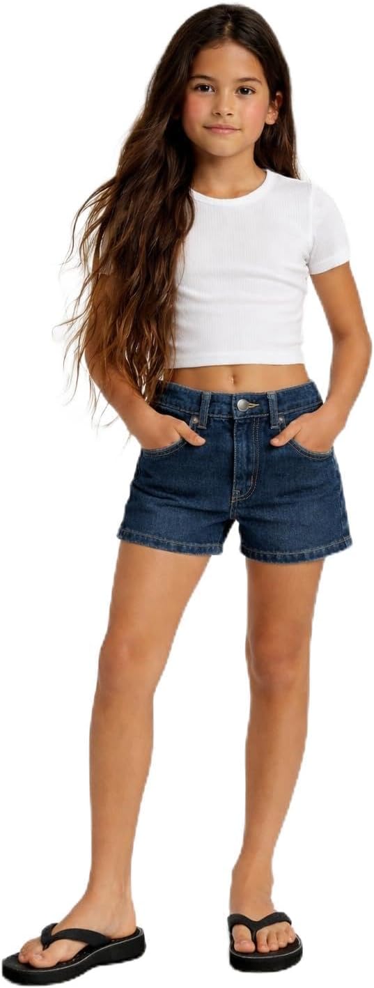 Volcom Girls Denim Shorts – Relaxed Fit Cute Trendy Low Rise Shorts with Contrast Inside Waistband Girls Jeans