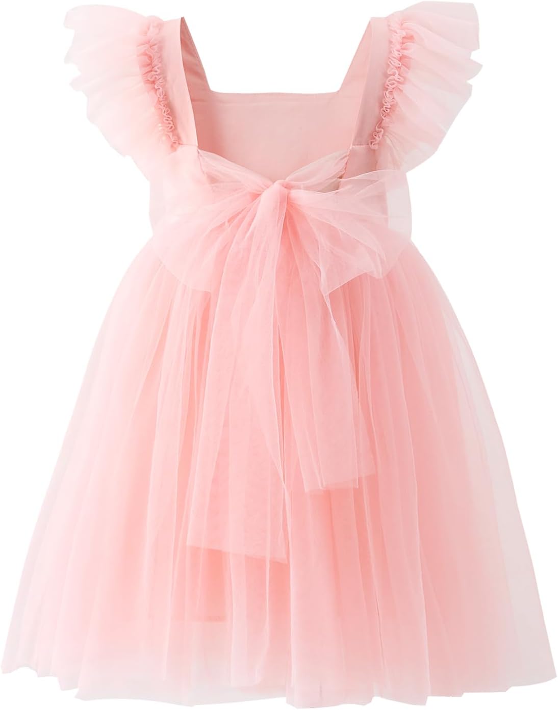 Tutu.kk Toddler Girls Vintage Party Dress Ruffled Sleeve A-Line Tulle Flower Girl Dresses for Wedding,Birthday