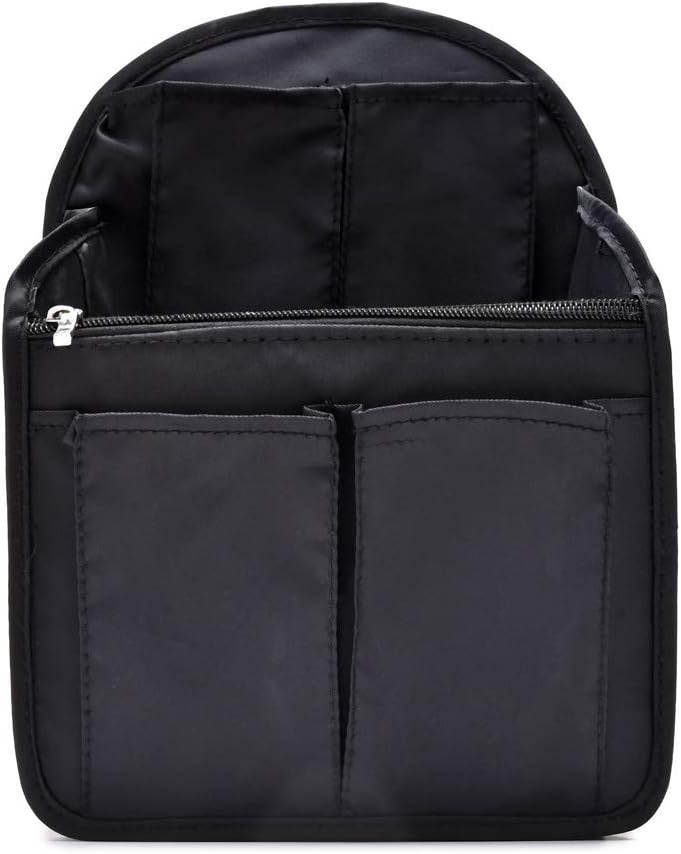 HOYOFO Mini Backpack Organizer Insert, Black, 7.7″L x 4.3″W x 10.6″H, Waterproof Nylon, Fits Small Backpacks