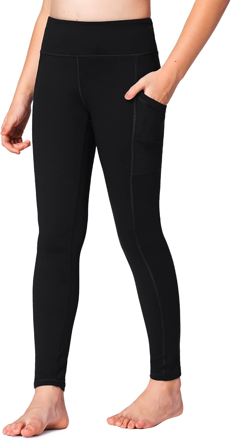 Stelle Girls’ Athletic Leggings Kids Dance Running Yoga Pants Workout Active Dance Tights with Pockets