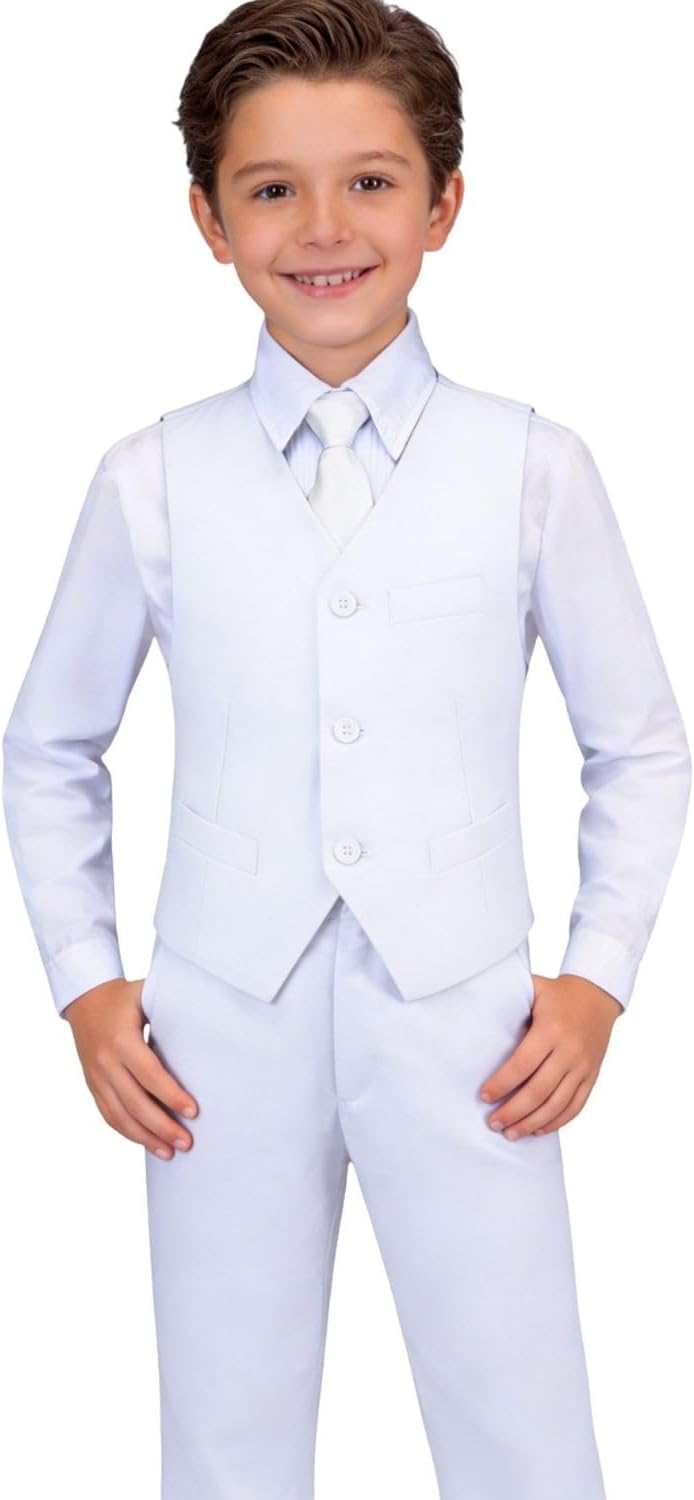 Visaccy Boys Formal Suit Slim Fit Dress Clothes Ring Bearer Outfit Tuxedo Suits,Adjustable Waist