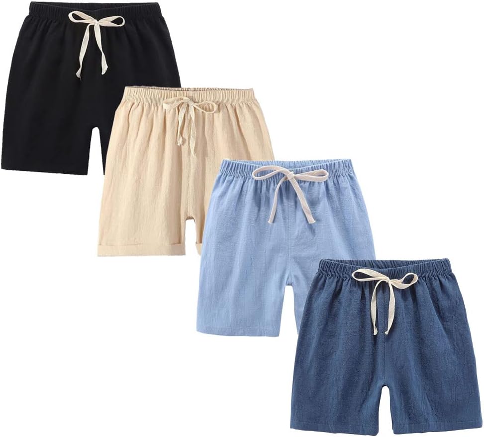 FedMois Boys’ Summer Shorts Cotton, Pack of 4