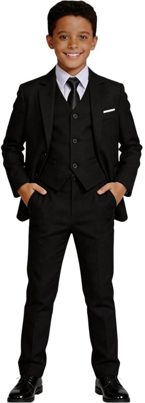 Visaccy Boys Formal Suit Slim Fit Dress Clothes Ring Bearer Outfit Tuxedo Suits,Adjustable Waist