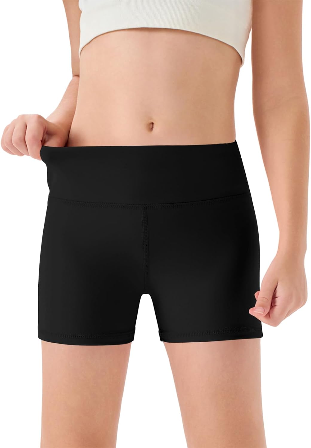 Haloumoning Girls Athletic Shorts Kids High Waisted Yoga Dance Biker Shorts Comfy Gymnastics Shorts 5-14Y