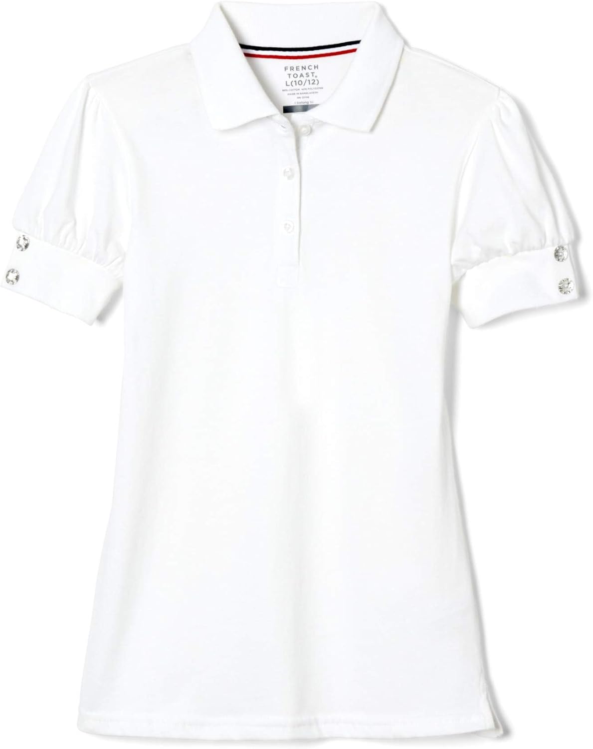 French Toast Girls Puff Sleeve Double Button Polo