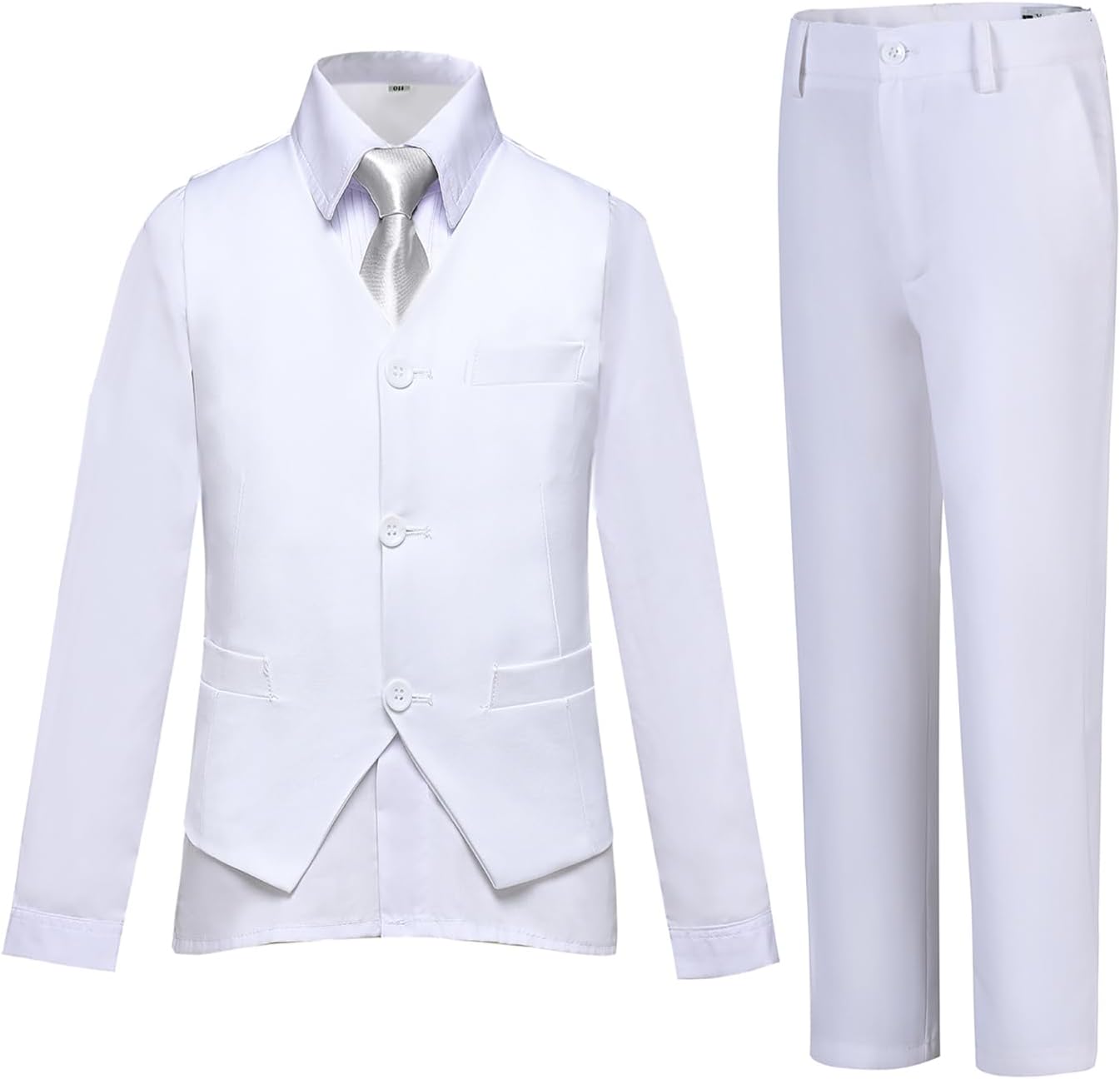Boys Suits Slim Fit 4 Piece Formal Dresswear Suit for Kids Tuxedo Wedding Set Toddler Boy Dress with Vest Shirt Pants and Tie