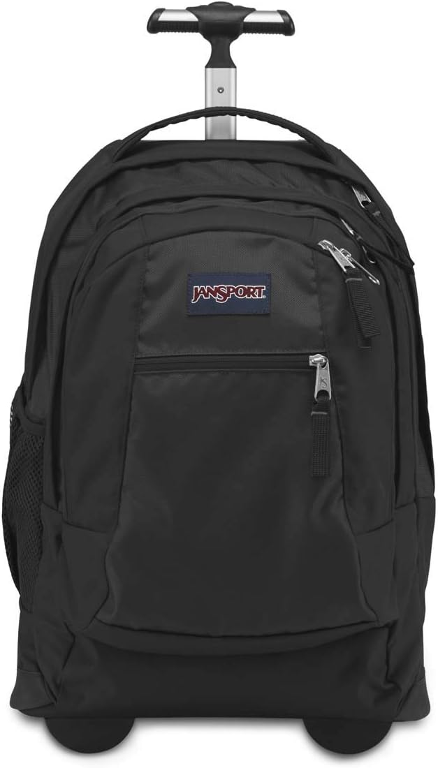 JanSport Driver 8 Rolling Backpack – Wheeled Travel Bag with 15-Inch Laptop Sleeve, One Size, Black