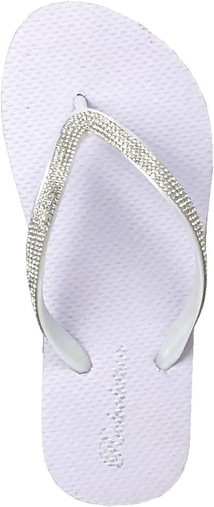 REDVOLUTION Girls’ Rhinestone Sandals Platform T-Strap Jewel Sandals Beach Flip Flop