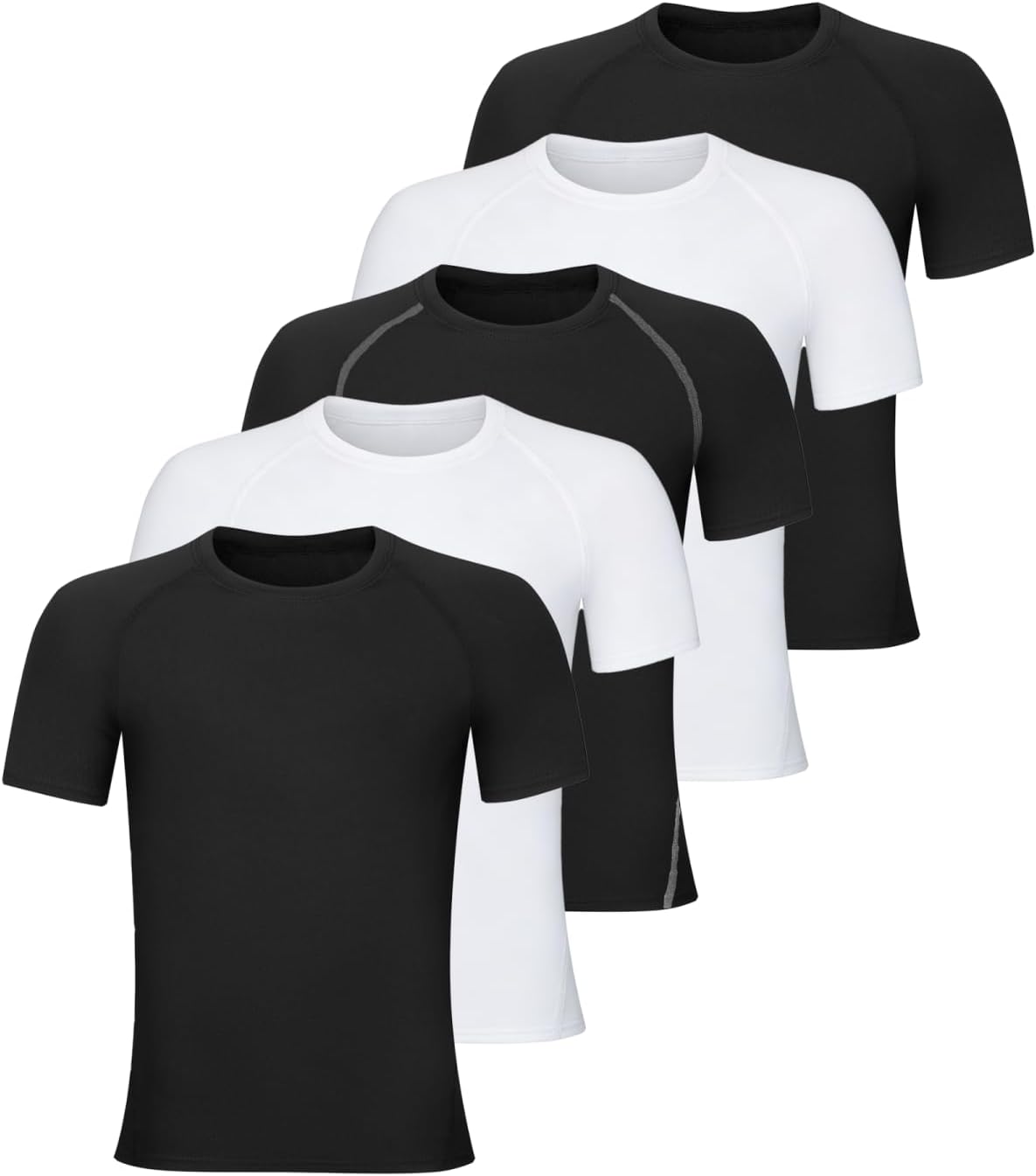 5 Pack Boys Compression Shirt Short Sleeve Youth Quick Dry Basketball Football Athletic Base Layer T-Shirt