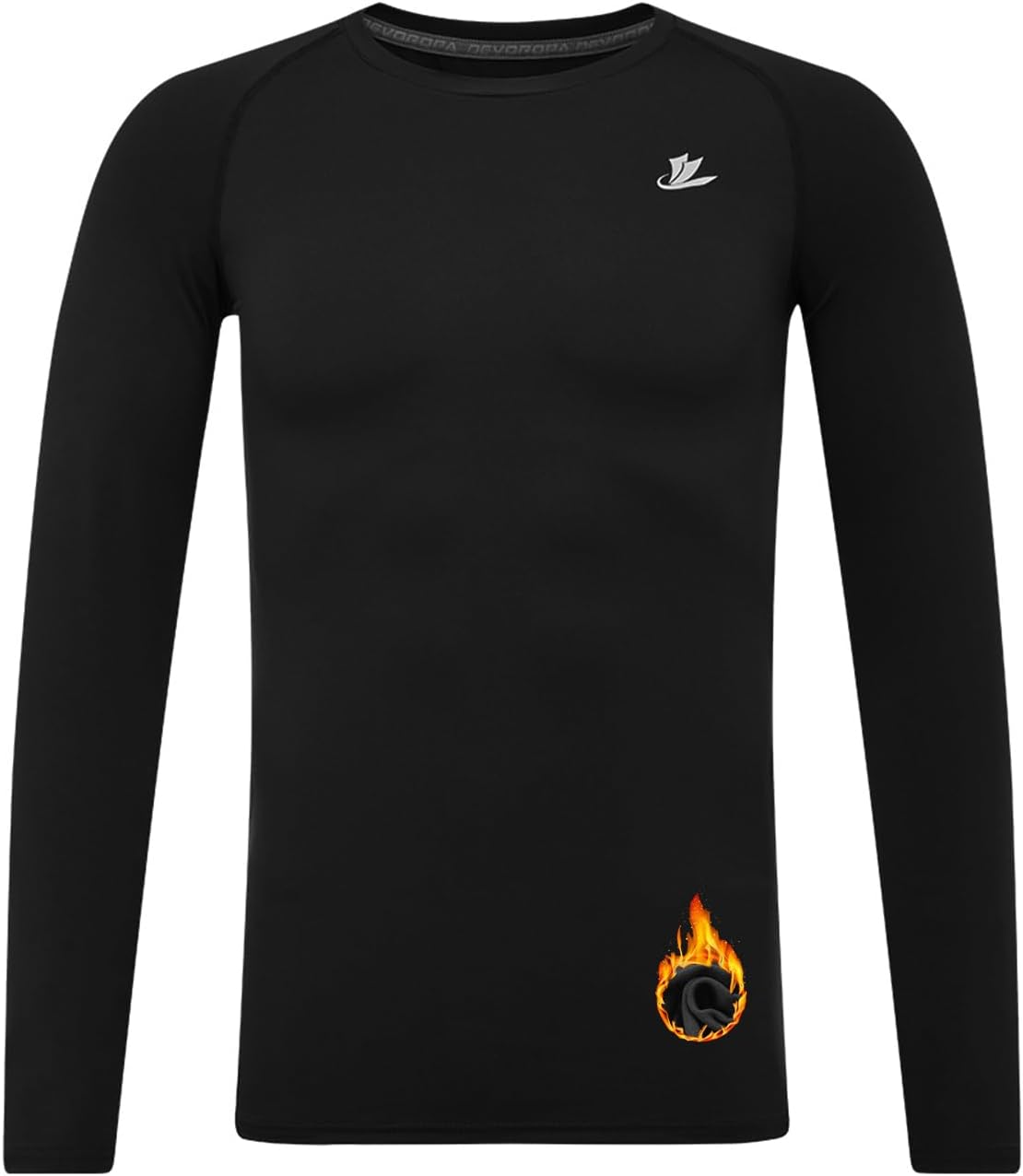 DEVOROPA Youth Boys Compression Thermal Shirt Long Sleeve Kids Fleece Baselayer Soccer Baseball Undershirt Slim/Regular/Husky
