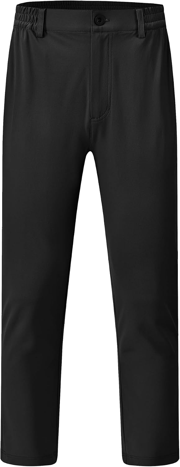 Boys Golf Pants Stretch Kids Dress Pants with Pockets Elastic Waist School Uniform Trousers