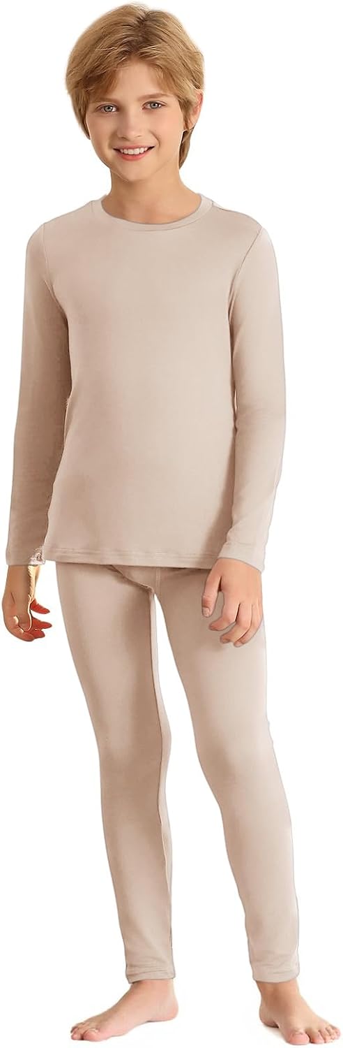 Haloumoning Thermal Underwear for Kids Boys Winter Base Layer Athletic Skiing Long Johns Sets 5-14 Years