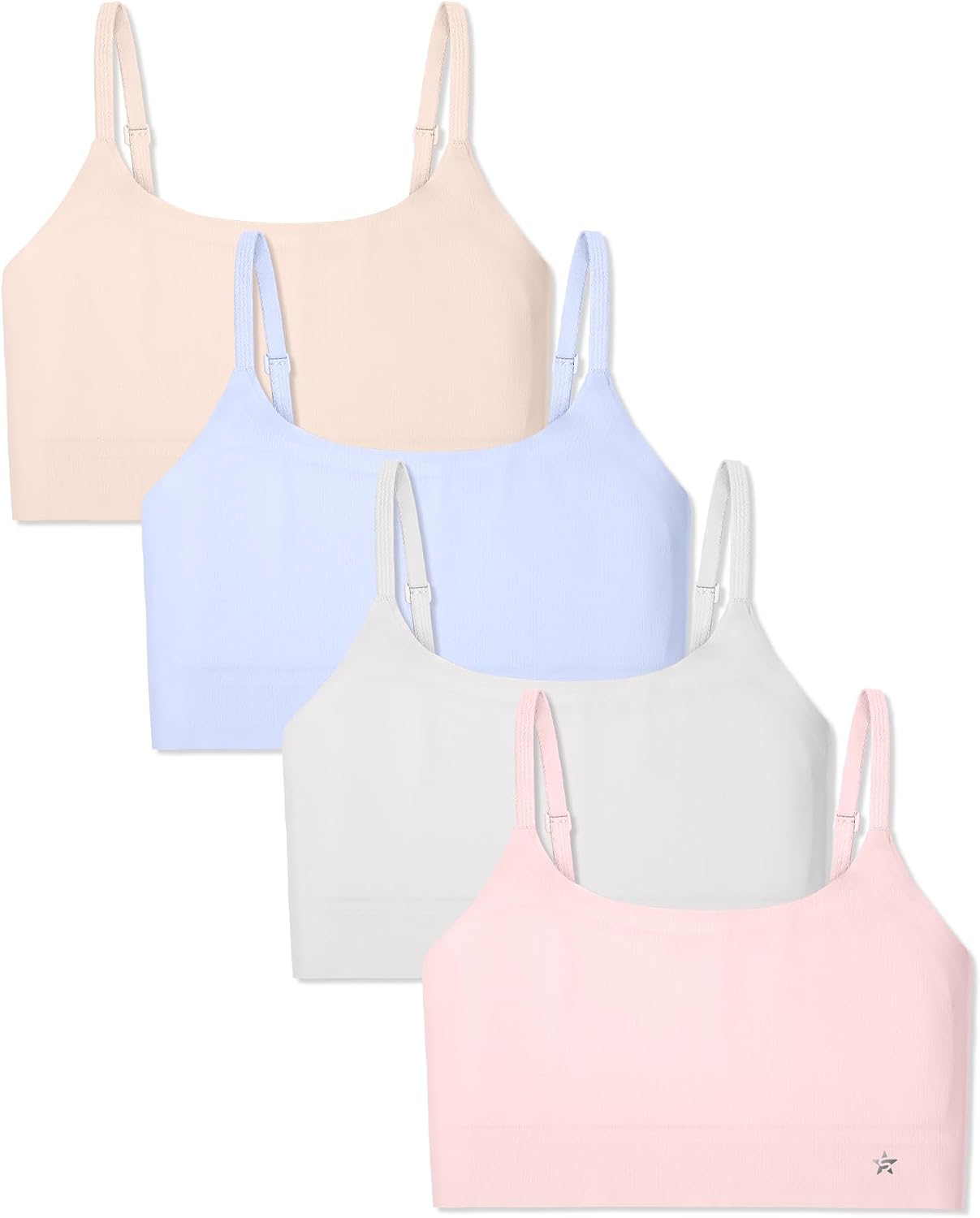Sascina Seamless Training Bras for Girls 7-12 Soft First Bra, Adjustable Girls Cami Bra Longline Crop-Double-Layer Lined