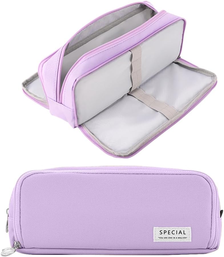 iSuperb Large Pencil Case 3 Compartments Pencil Pouch Big Capacity Pencil Bag for Kids Teen Girls Boys Student School Supplies Oxford Organizer Pen Bag Cosmetic Makeup Pouch