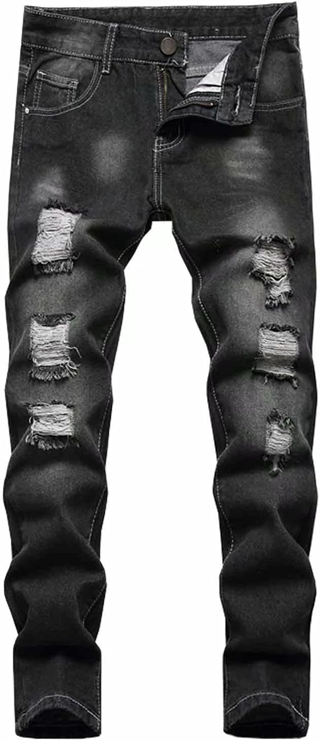 HENGAO Boy’s Distressed Ripped Skinny Jeans