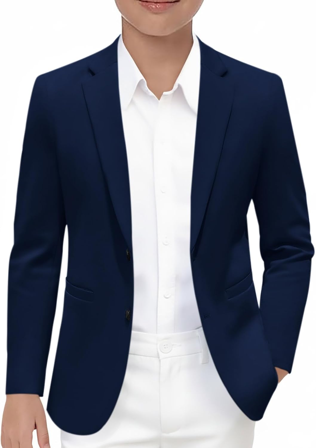 Haloumoning Boys Blazer Kids Casual Two Button Sport Coats Suit Jacket with Pockets 5-14 Years