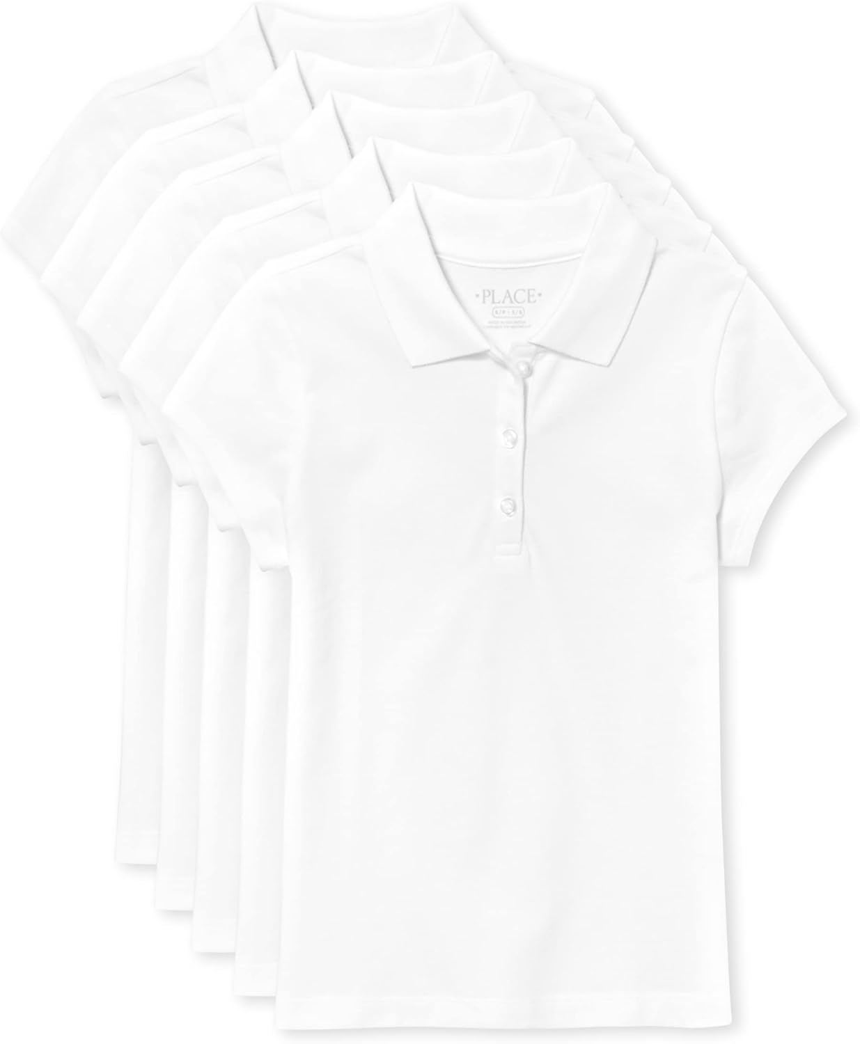 The Children’s Place Girls’ Short Sleeve Pique Polo, 5 Pack