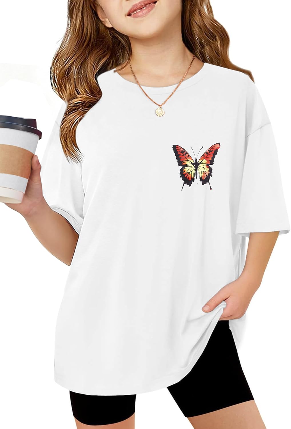 Arshiner Girls T Shirts Oversized Short Sleeve Kids Summer Tops Soft Casual Crewneck Basic Tees