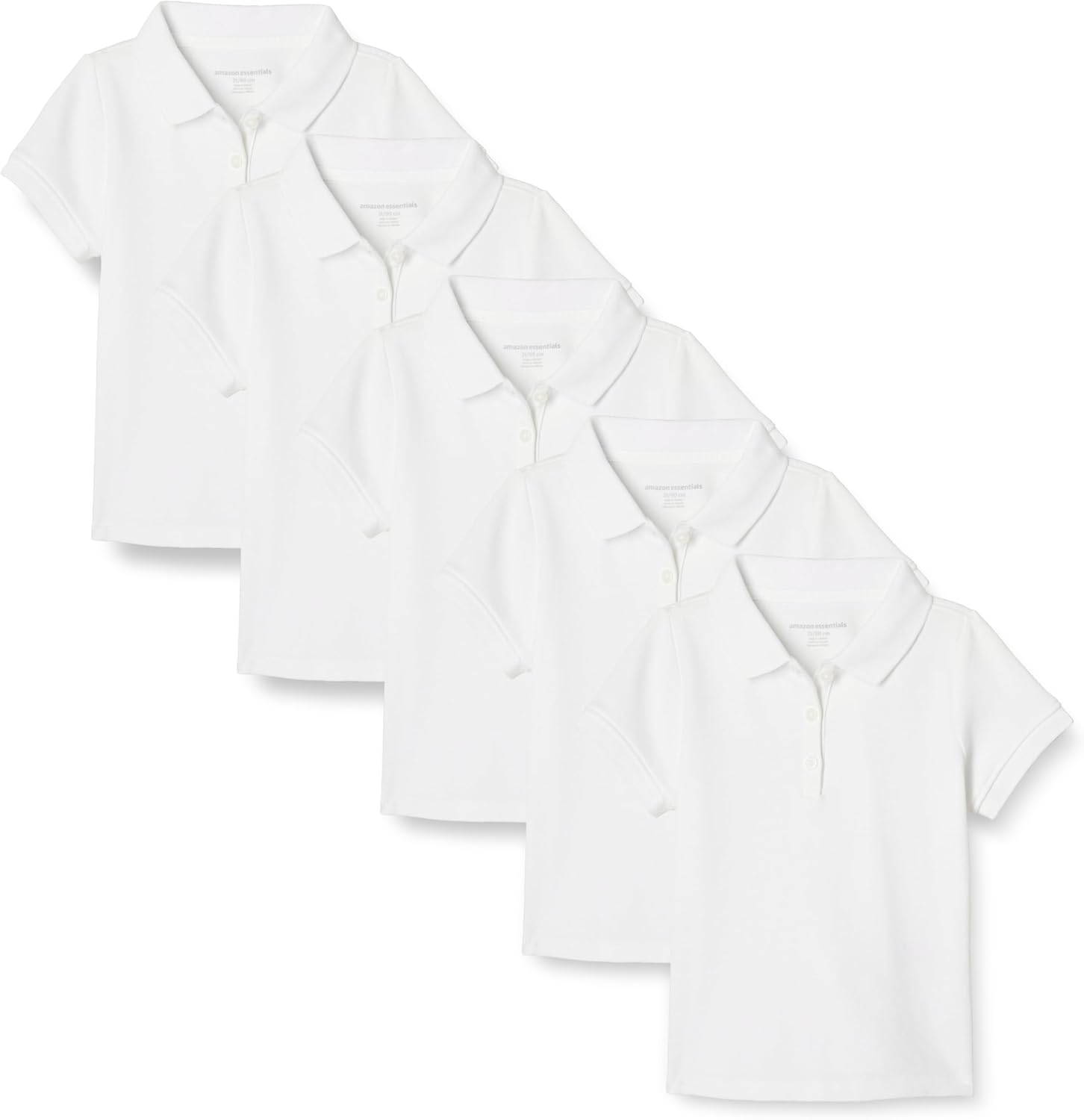 Amazon Essentials Girls and Toddlers’ Short Sleeve Uniform Polo Shirt, Multipacks
