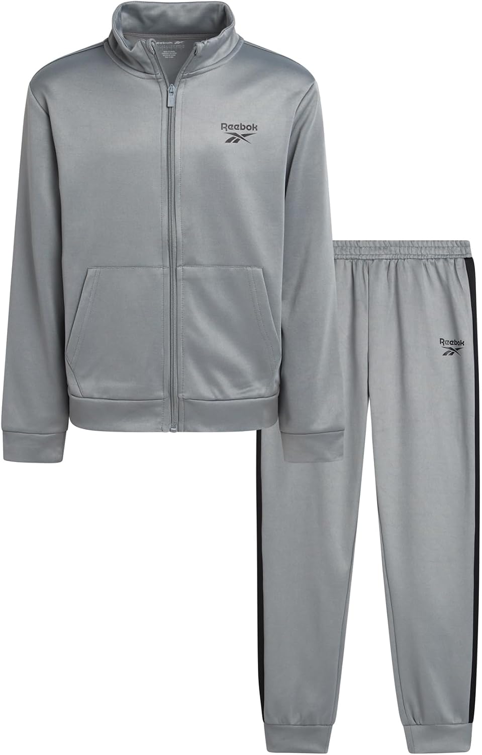Reebok Boys Tracksuit Set – 2 Piece Athletic Tricot Joggers Set with Fleece Lined Zip Up Jacket and Active Boys Sweatpants