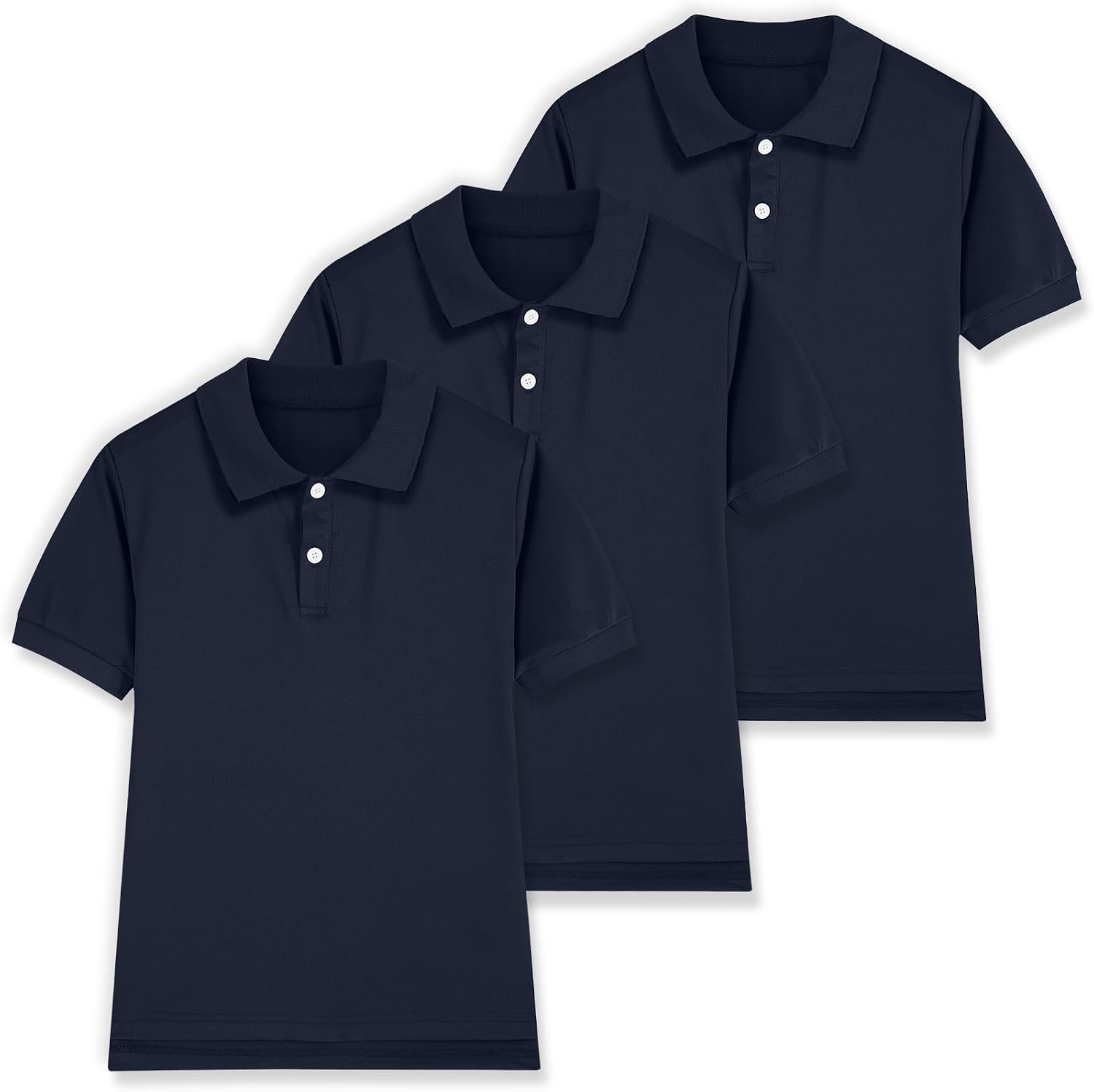 3 Pack Boys Short Sleeve Pique Polo Shirts School Uniform T-Shirt Kids Collared Golf Tops (5T-14Y)