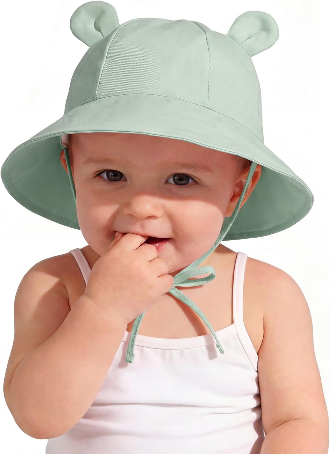 Zando Wide Brim Baby Sun Bucket Hat 0-4T UPF 50+ – Sun Protection Toddler Beach Hats with Bear Ears Infant Hat Adjustable