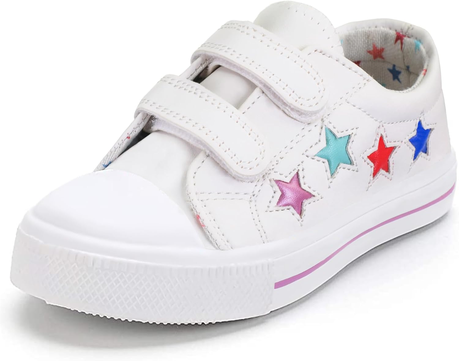 K KomForme Toddler Sneakers for Boys and Girls Dual Hook and Loops Sneakers Baby Canvas Shoes