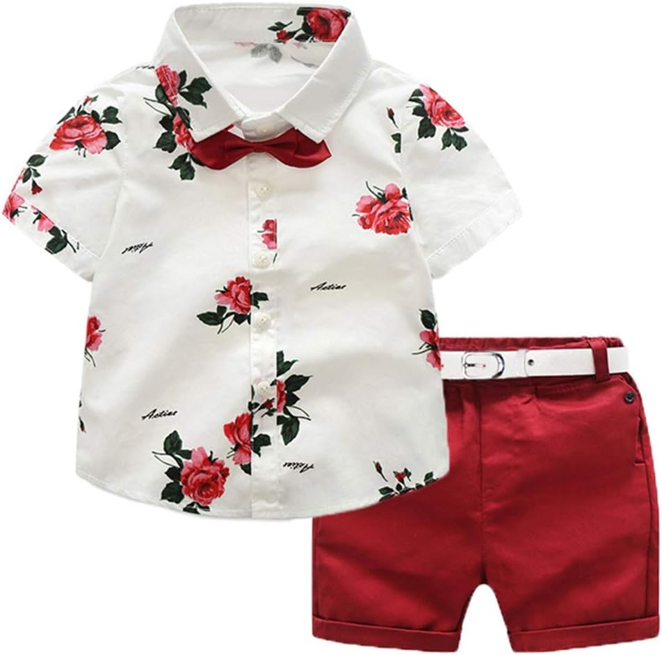CIYCUIT Toddler Baby Boys Summer Print Shirt Outfits Clothes Short Sleeve Button Down Tops + Shorts Set