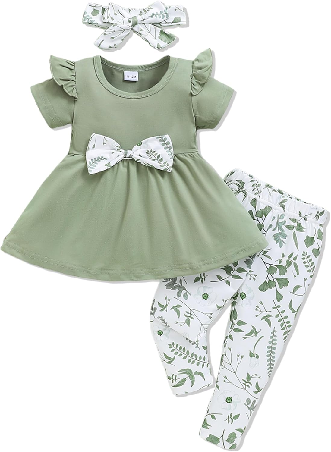 Doresbebe Baby Girl Clothes Toddler Girl Outfits Infant Girl Summer Clothes for Girl Ruffle Shirt Pants+Cute Headband 3PCS