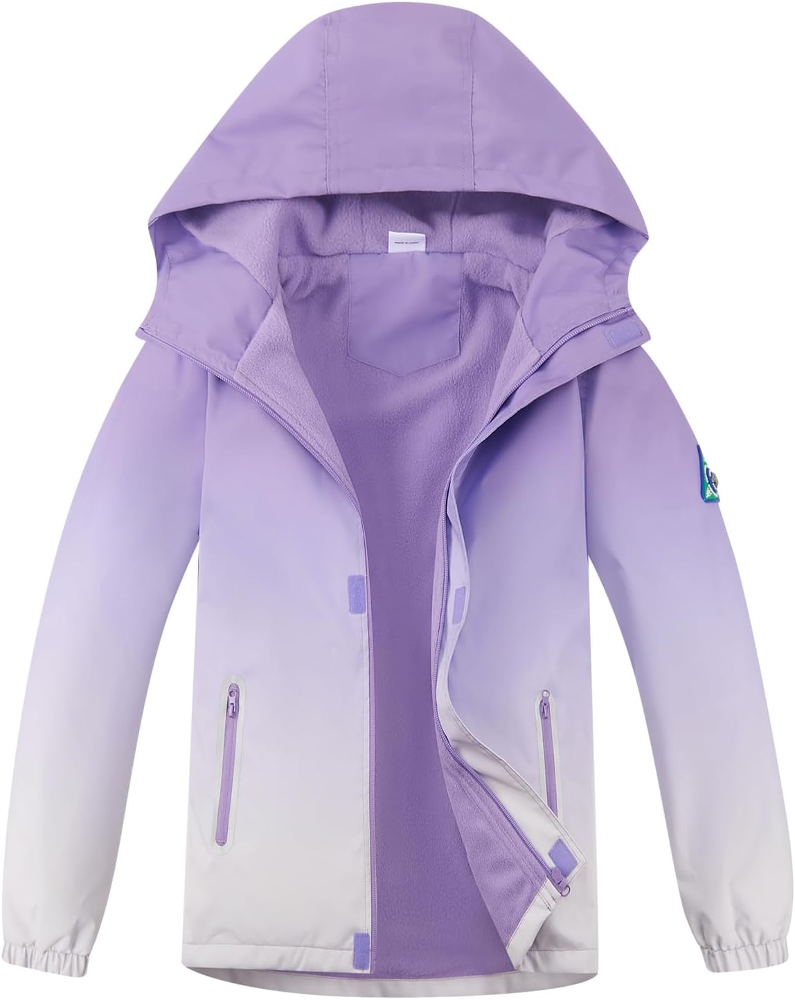 MGEOY Boys Girls Rain Jacket Lightweight Waterproof Hooded Fleece Lined Raincoat Windbreakers for Kids
