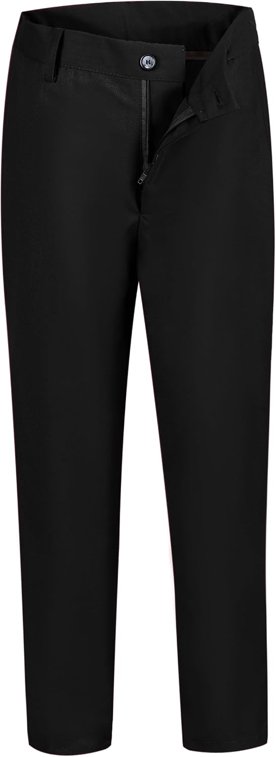 Boys Dress Pants Adjustable Waist Flat Front Casual Wear Slim Fit School Uniforms Pants