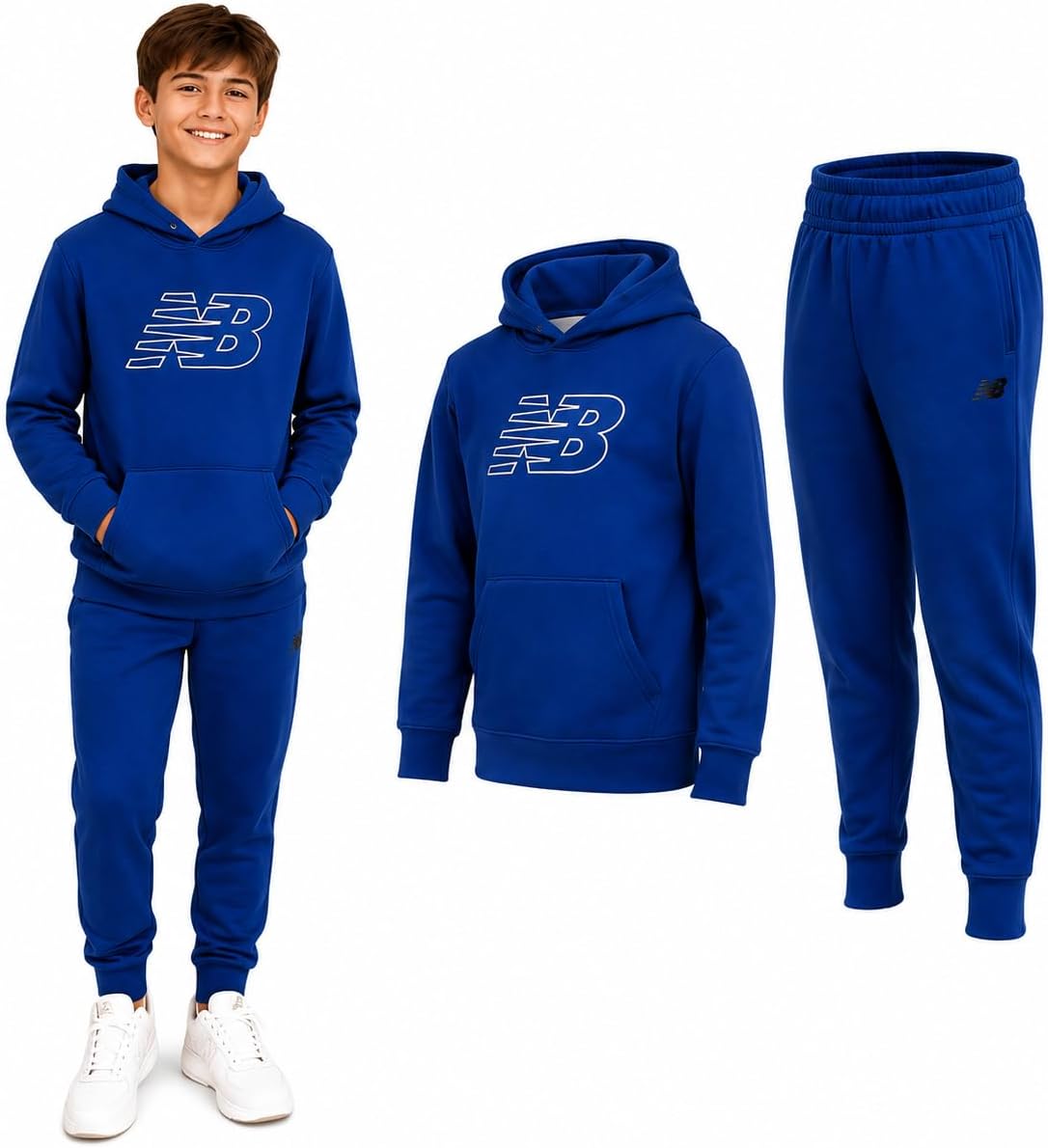 New Balance Boys Sweat Suit Set – 2 Piece Soft Fleece Pullover Hoodie & Jogger Sweatpants for Boys Tracksuit Set (8-16)