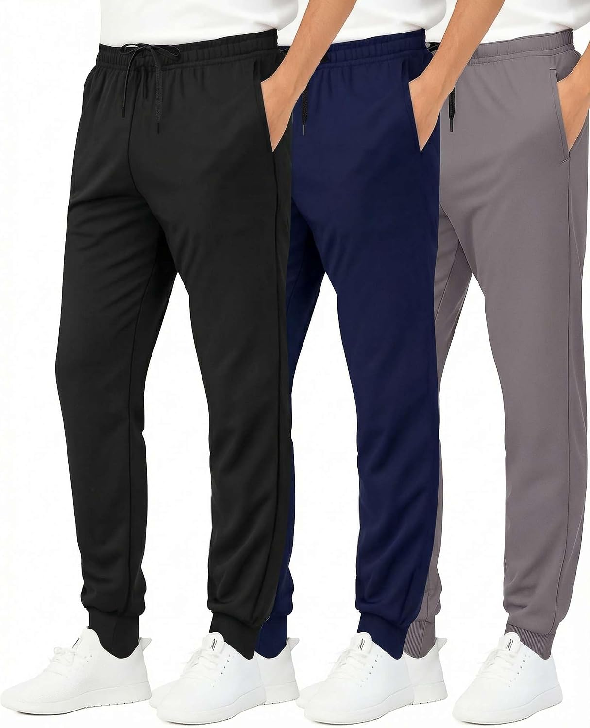 Real Essentials 3 Pack: Boys’ Athletic Jogger Sweatpants – Kids Teens Youth Active Sports Pants with Pockets (Sizes 5–18)