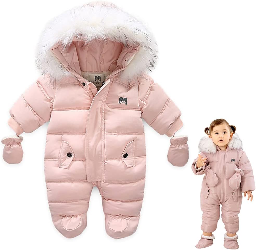 UVIPC Baby Winter Snowsuit Toddler Winter Suit Outwear Hooded Snow Outfit Footie Snow Suit for 3-24M
