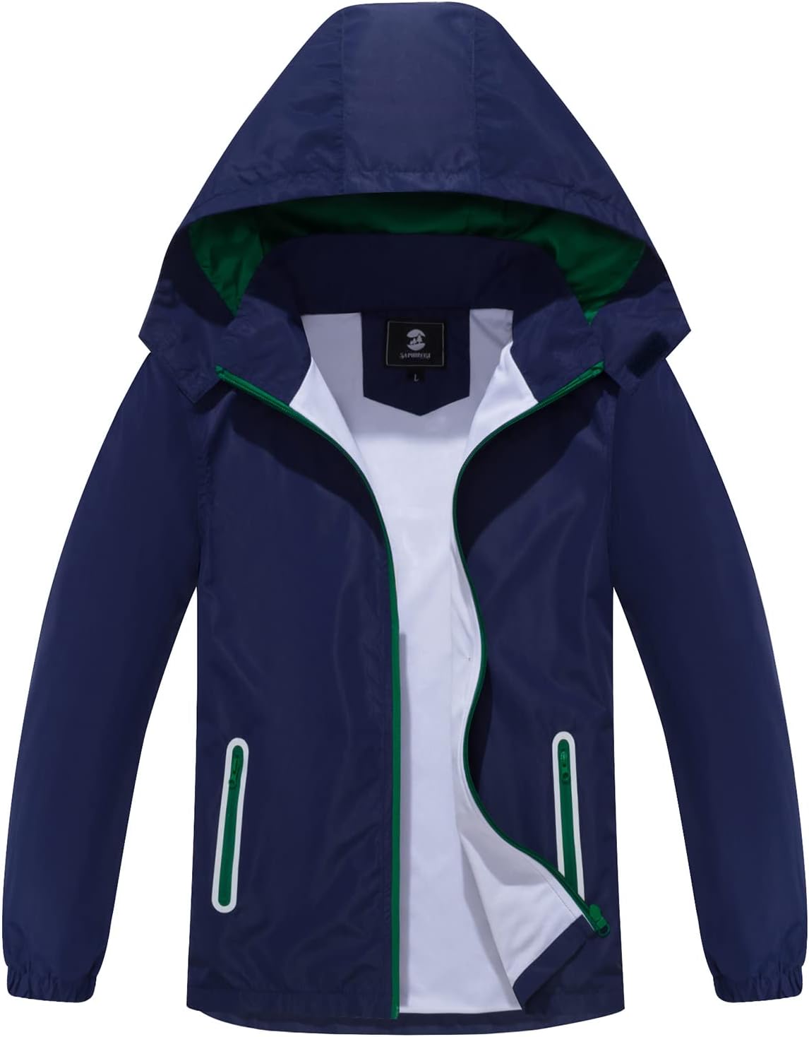 SaphiRose Kids Rain Jacket Waterproof Raincoat Mesh Lined Rain Coat with Removable Hood for Boys Girls