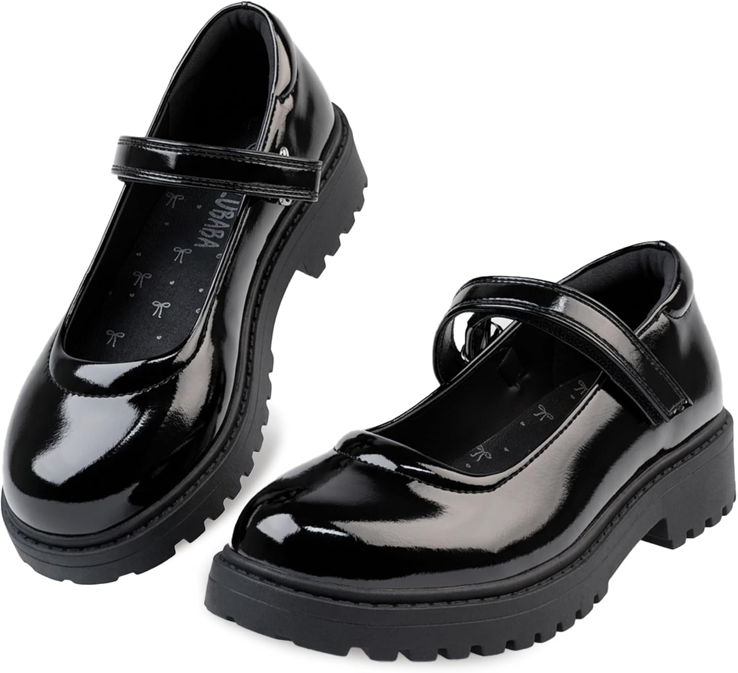 Toddler Girls Black Mary Jane Dress Shoes with Bow, Round Toe School Shoes, Non-Slip Sole for Toddler/Little Girls